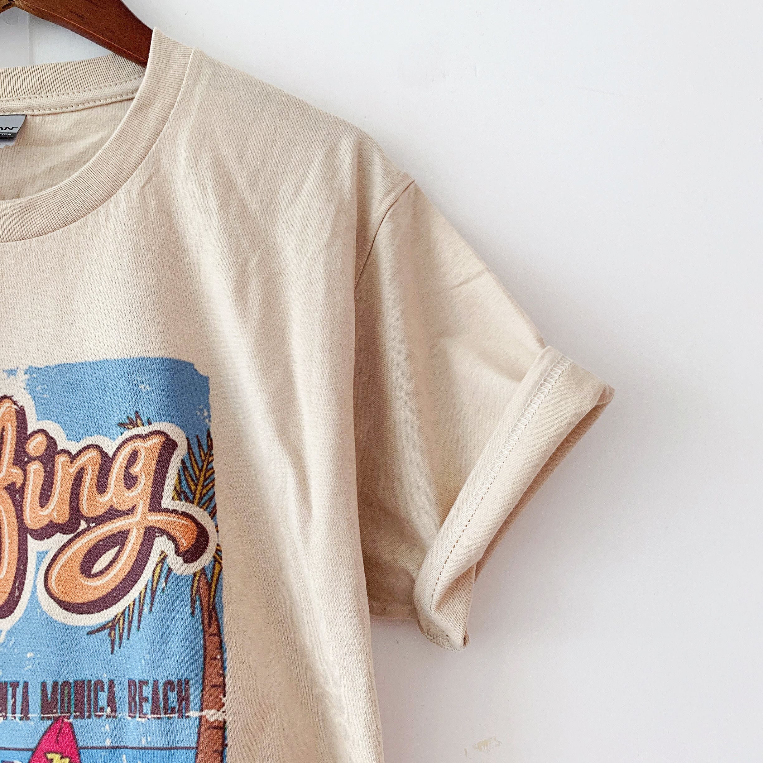 1pcs WHITE Tees Summer Casual Oversized Tee Best Surfing Santa Monica California Womens Retro Style
