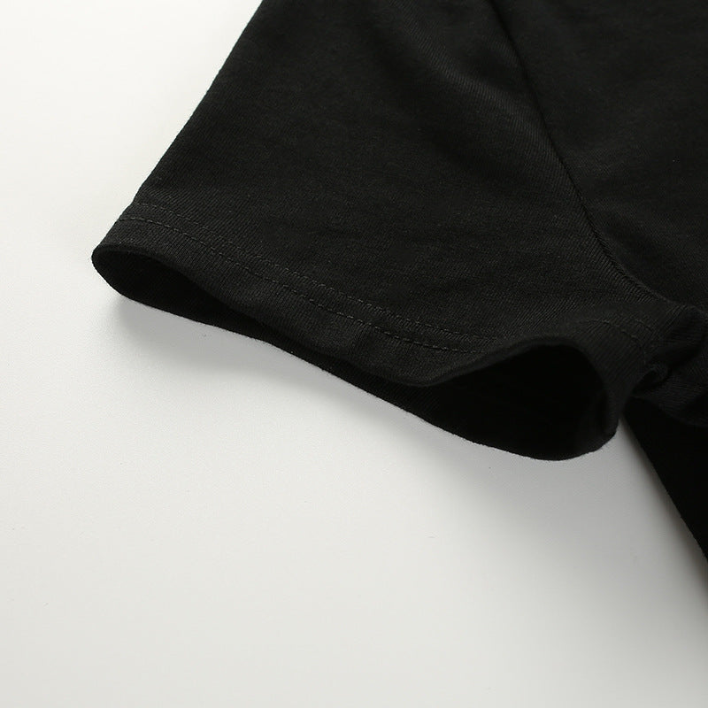 Summer Women Black Short T-Shirts Sexy Crop Tops Short Sleeve Bandage Tee Tops Female Shirts