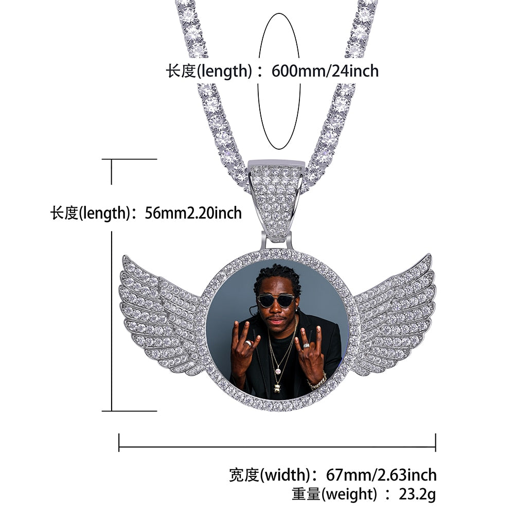 Custom Photo Memory Medallions Necklace With Tennis Chain With Cubic Zircon Chains