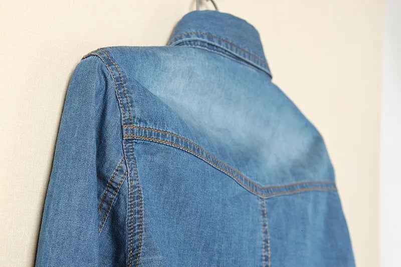 Denim Shirt Short Sleeve Womens Tops Chemise Femme Crop Tops