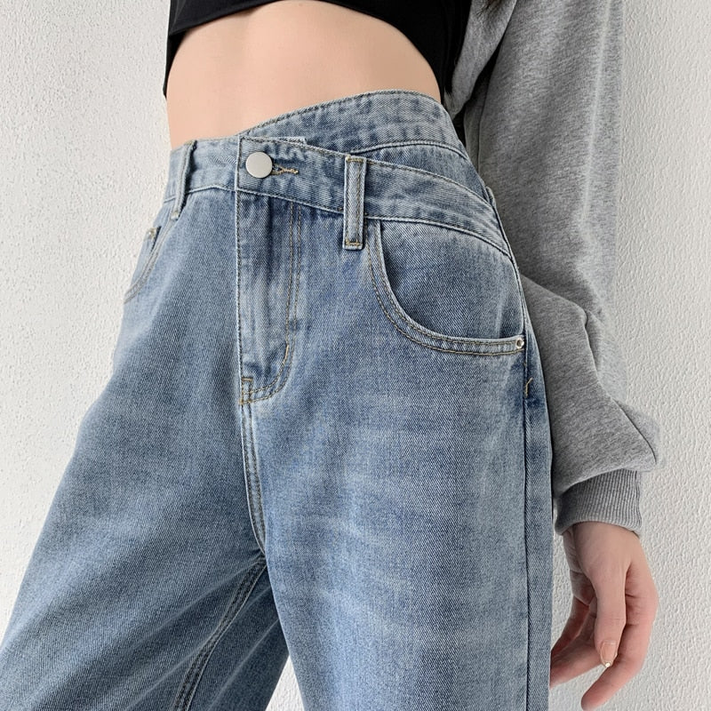 Jeans Women Wide Leg Pants Mom Femme High Waist Woman Trousers