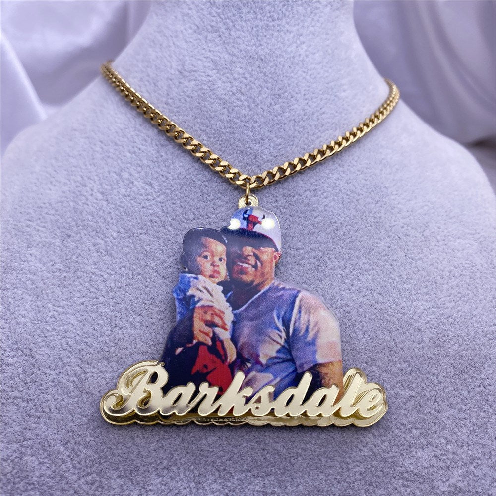 Custom Name Picture Necklace for Women Personalized Acrylic Pendent Necklace Custome Jewelry