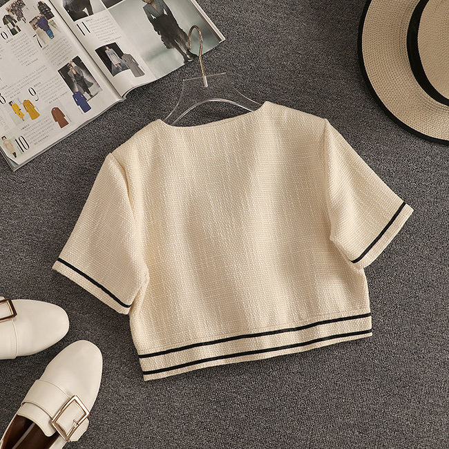 Streetwear Two Piece Set Women Crop Top Shirt Blouse + Wide Leg Pant Suits Vintage Pants Sets