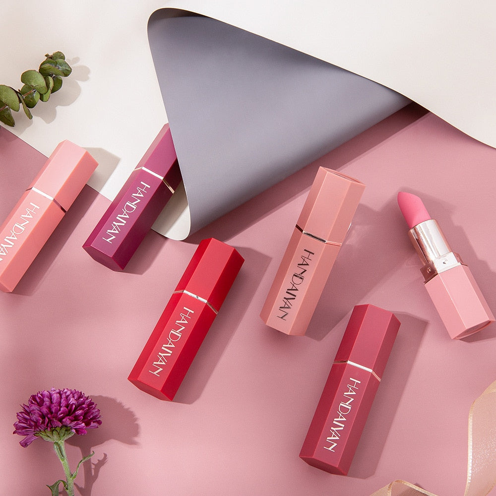 6 Colors Matte Non stick Cup Lipstick Long Lasting Moisturizing Lipstick Cosmetics Set