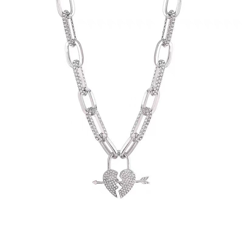 Metal Love Heart Cupid Pendants Female Clavicle Chain Light Luxury Niche Design Necklace