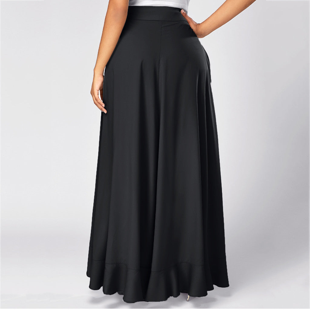 Women Pants Causal Ruffle Drawstring TrouserHigh Waist Loose Dancing Outfits Palazzo Skirt