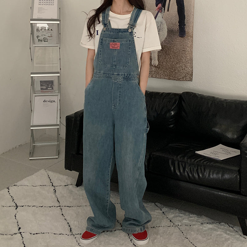 Casual Denim Jumpsuits Women Loose Overalls Baggy Wide Leg Rompers
