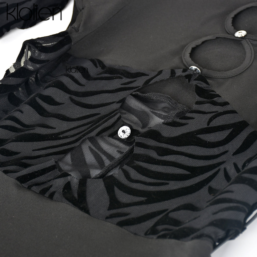 Cut Out Sexy Zebra Mesh Transparent Women&