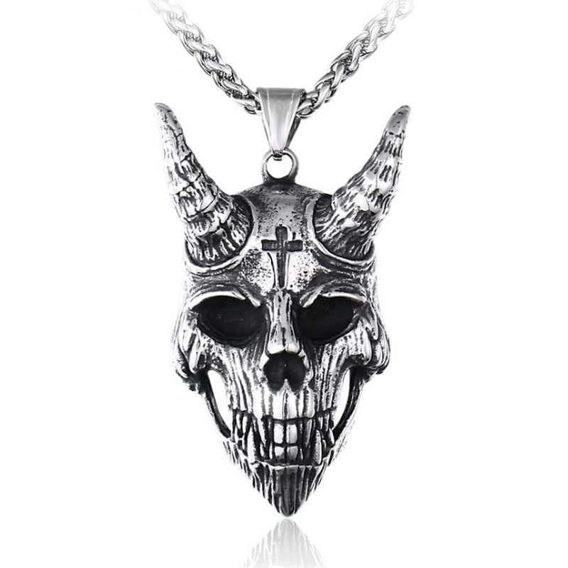 Punk Ghost Skull Mask Pendant Necklace Cool Men&