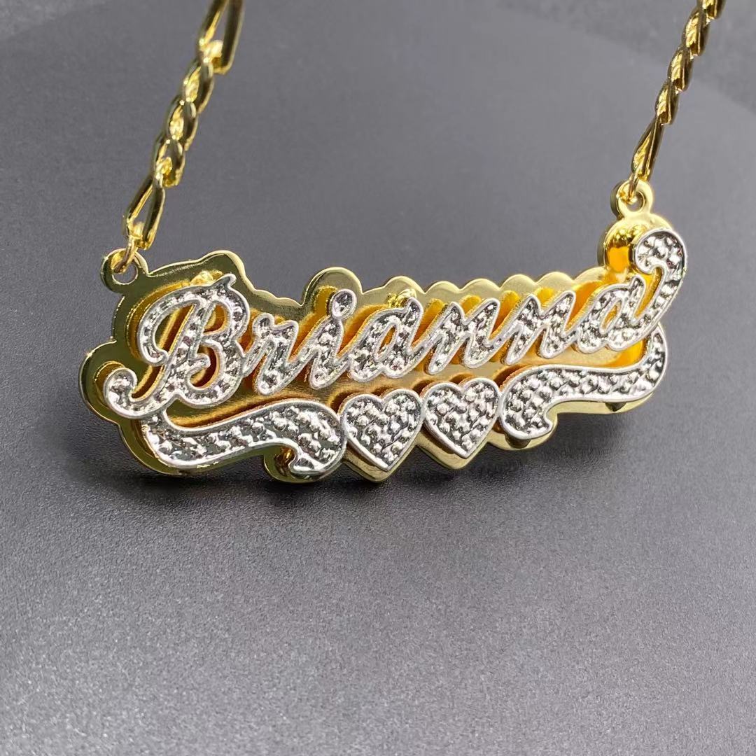Custom Nameplate Necklace 3D Pendant Necklace Personalized Custom Name Jewelry