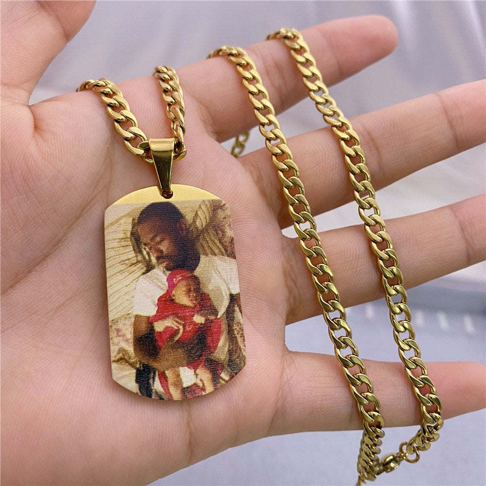 Custom Color Picture Necklace for Stainless Steel Pendant Necklace Memorial Jewelry Gift