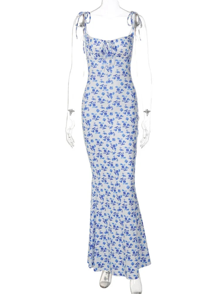 Elegant Floral Beach Vacation Bodycon Streetwear Long Dress