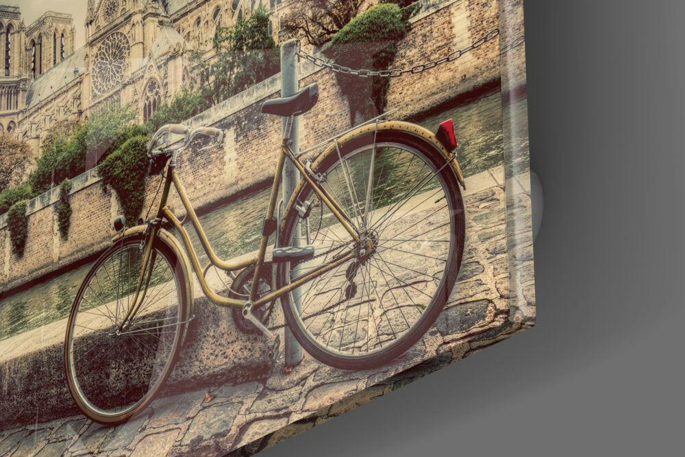 Vintage Bicycle By Gothic Cathedral Glass Wall Art