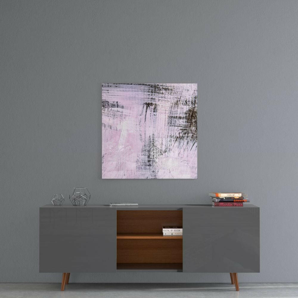 Blush Pink Textured Brushstroke Glass Wall Art