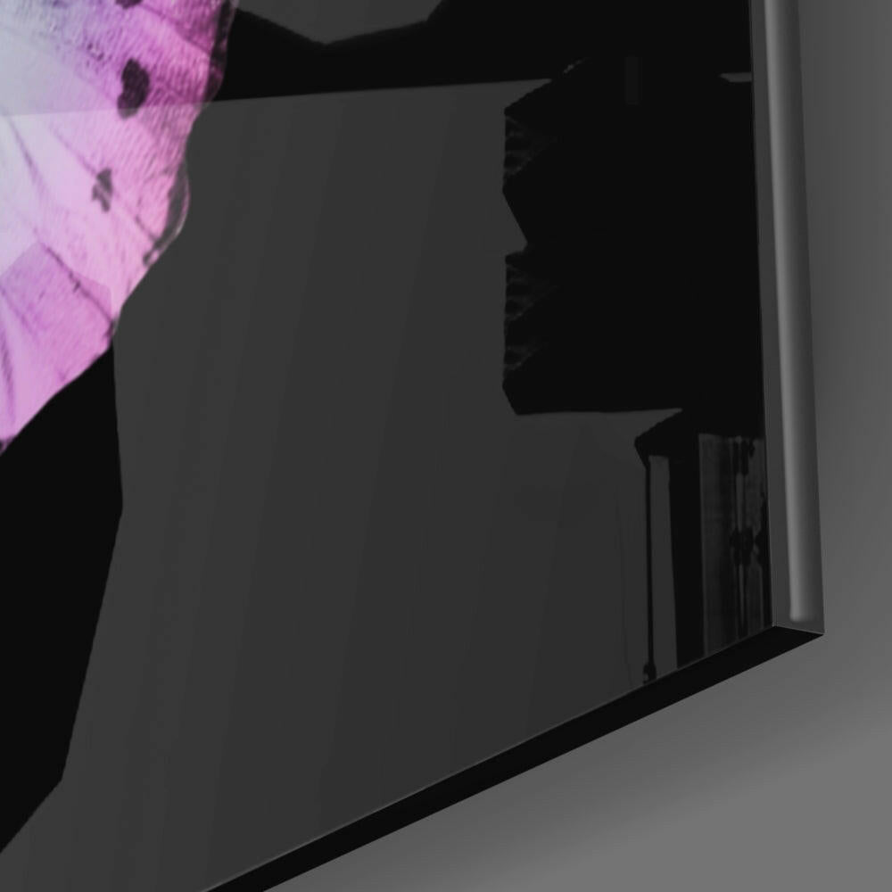 Pink And Violet Wings Butterfly Glass Wall Art