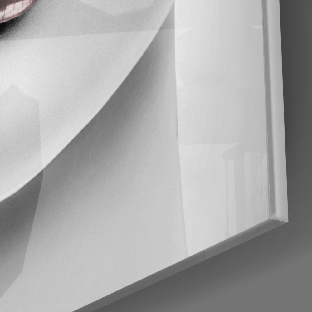 Rose Gold Metallic Lips Glass Wall Art