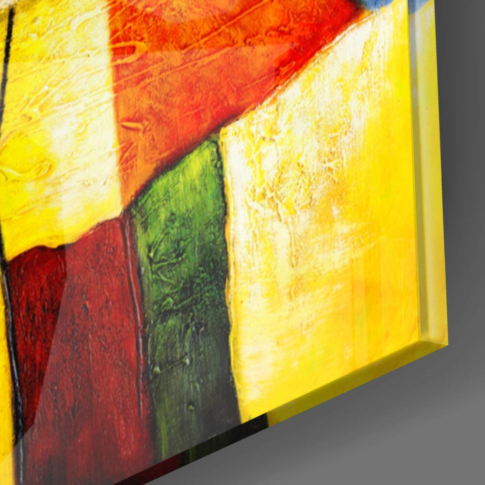 Colorful Patchwork Ballerina Glass Wall Art