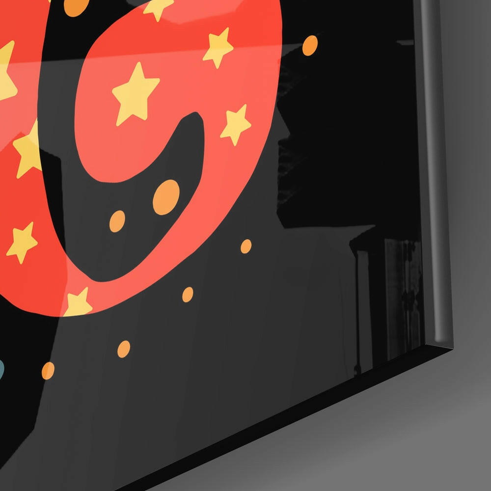 Dream Big Starry Orange Letters Glass Wall Art