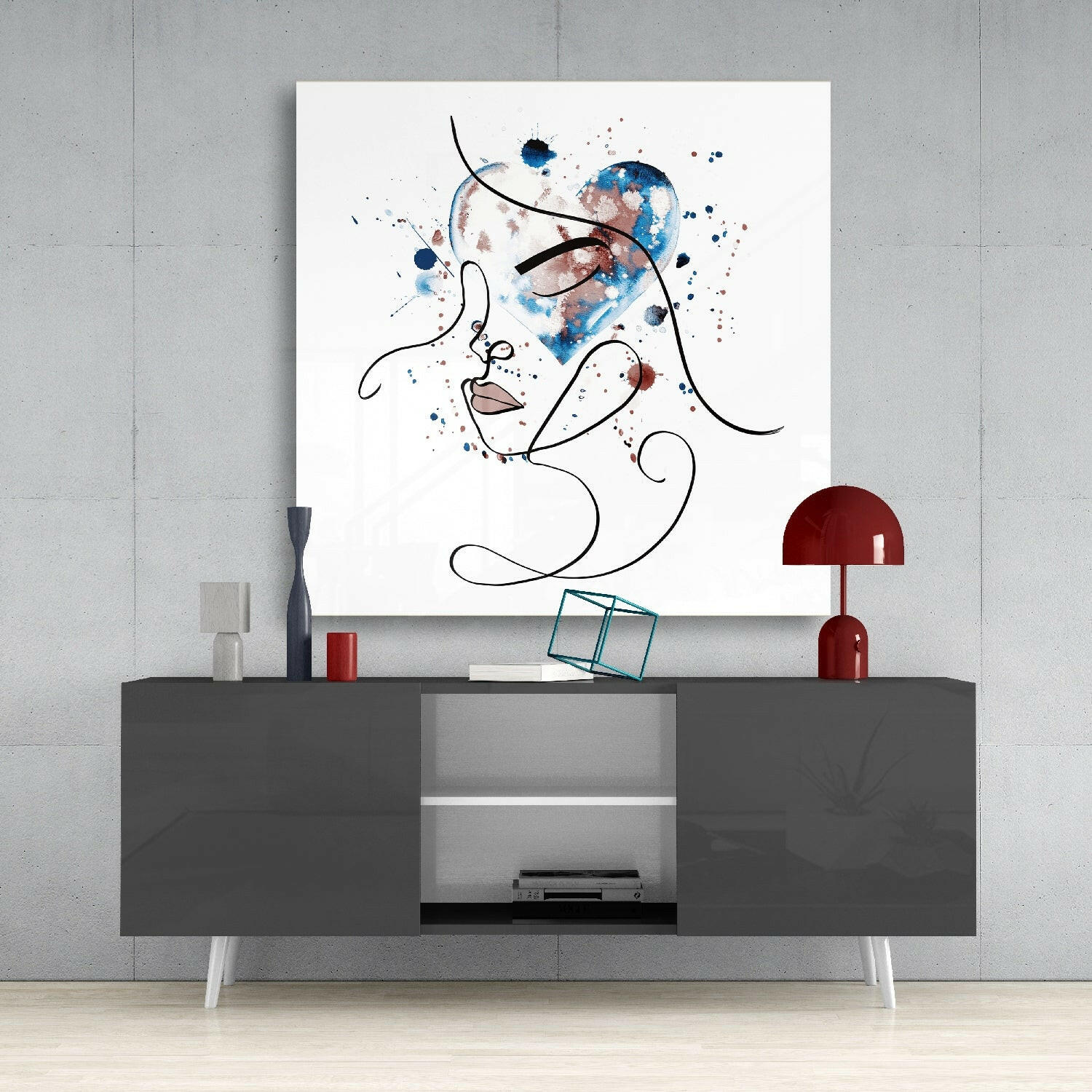 Face of Lines Glass Wall Art