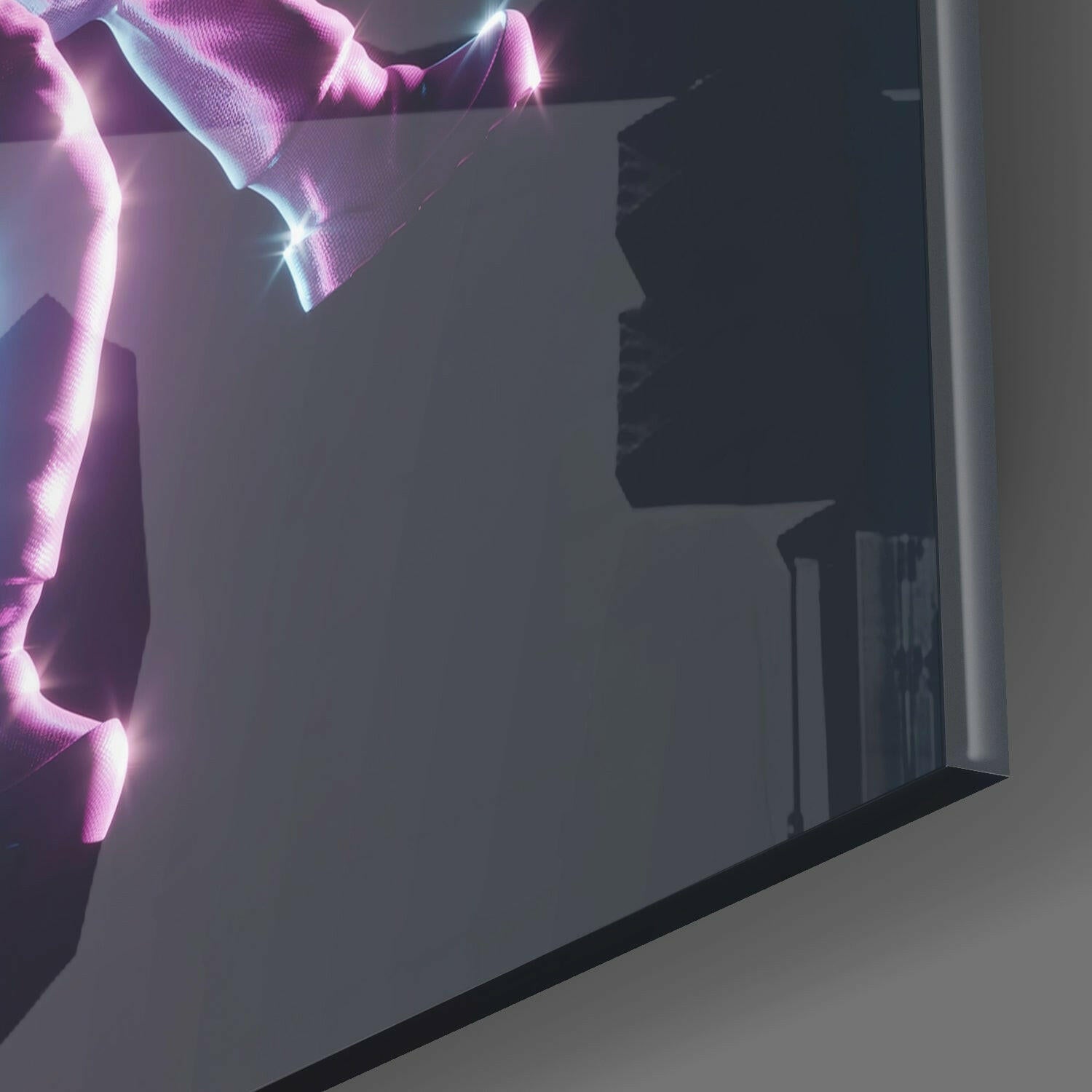Neon Edge Diving Figure Glass Wall Art