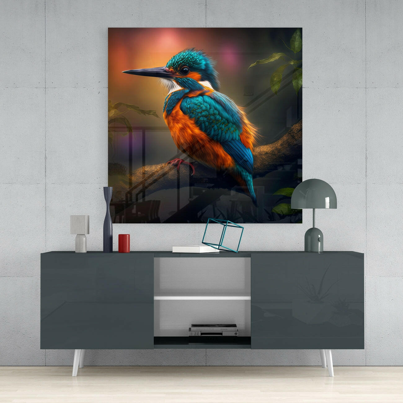 Kingfisher Glass Wall Art || Designer Collection