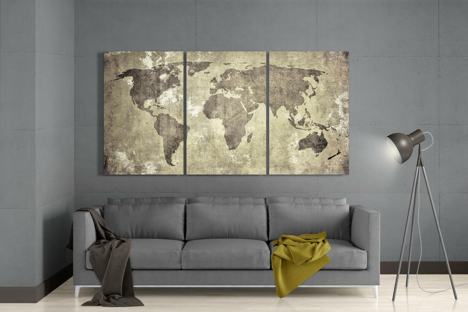 Antique World Map Mega Glass Wall Art