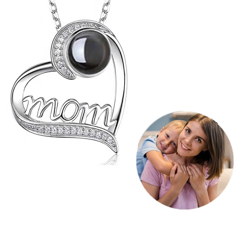 mom letter heart necklace fashion personality 100 languages projection clavicle chain mother&