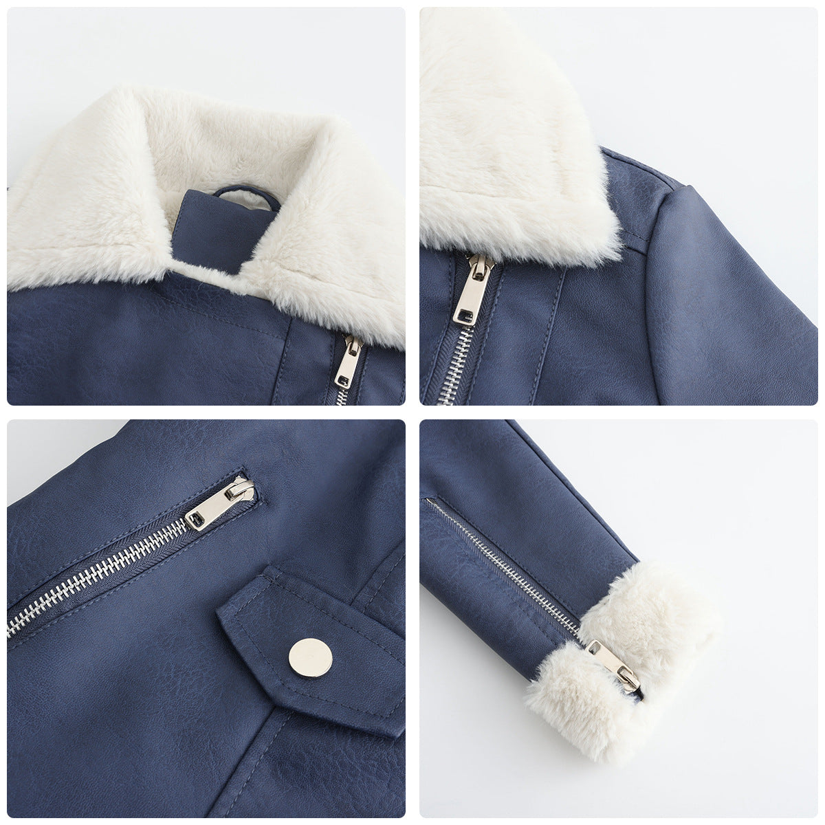 Autumn and winter fleece leather women&