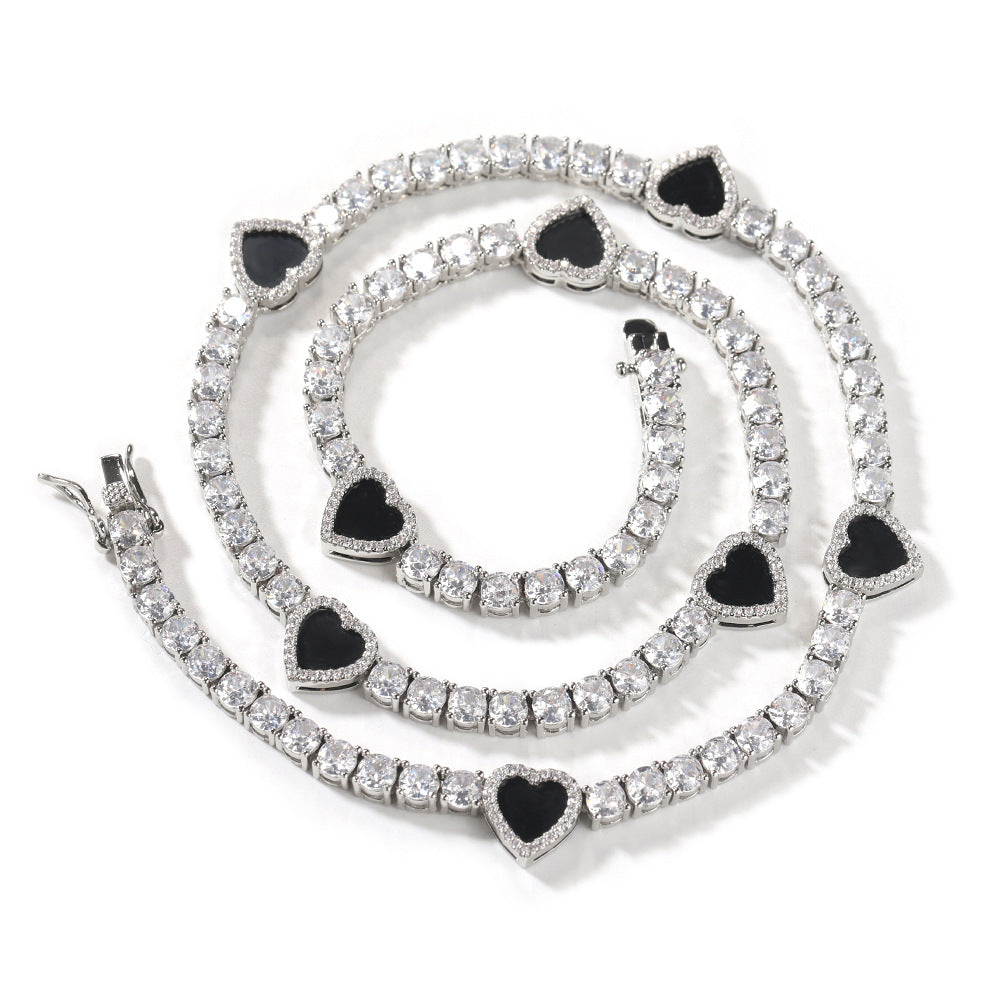 Colorful love tennis chain high-end zircon necklace bracelet