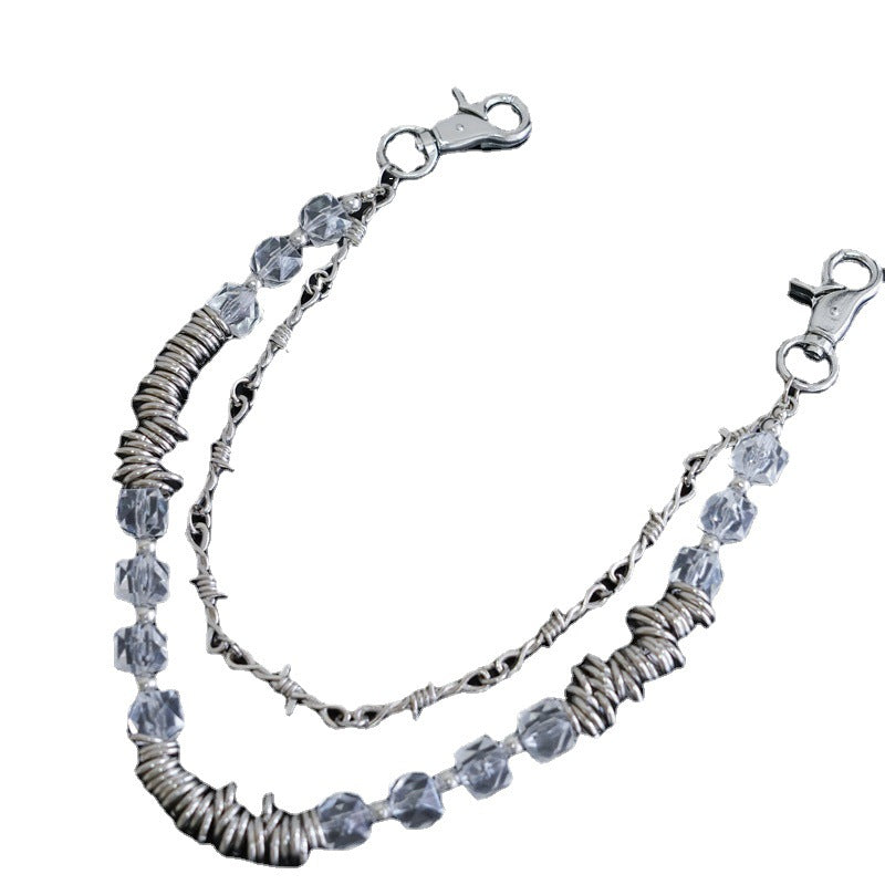 Retro fashion thorn shaped pearl bag chain
