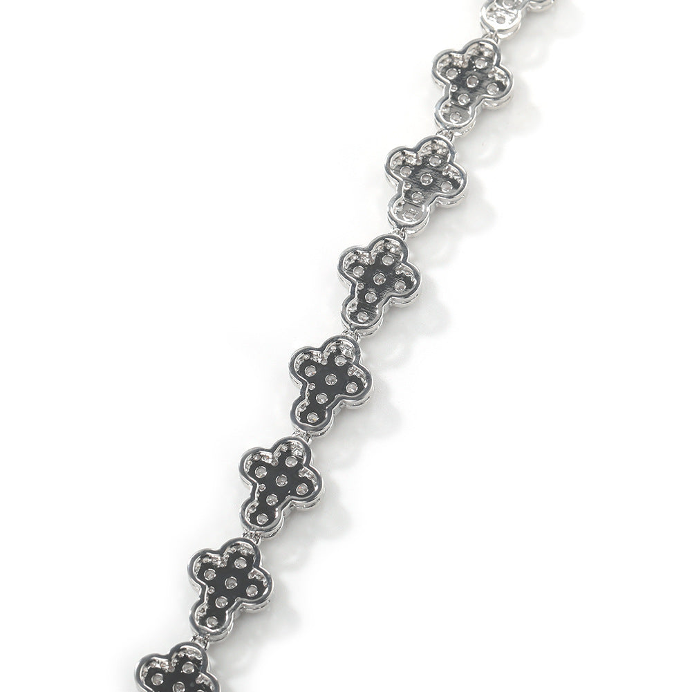 mens gold cross moissanite chain necklace
