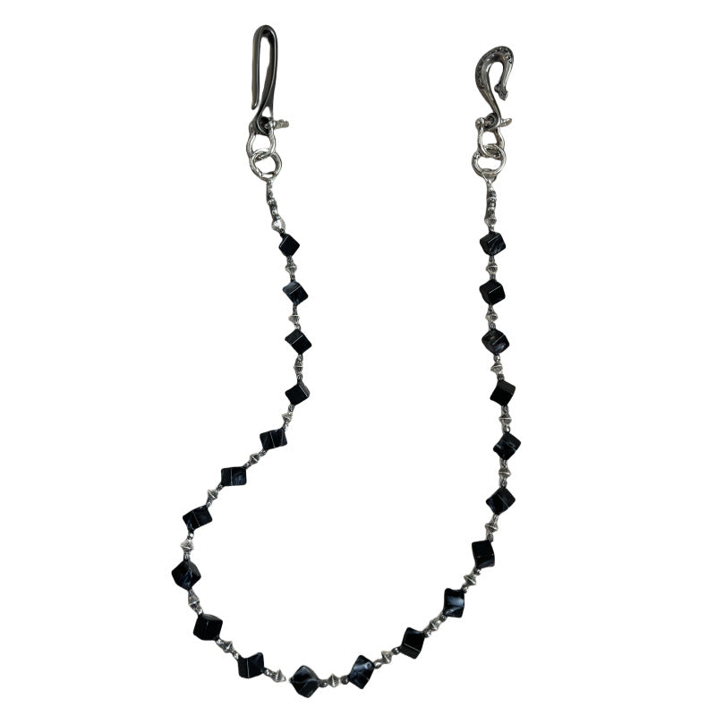 Black smudged dark style pure handmade design trouser chain