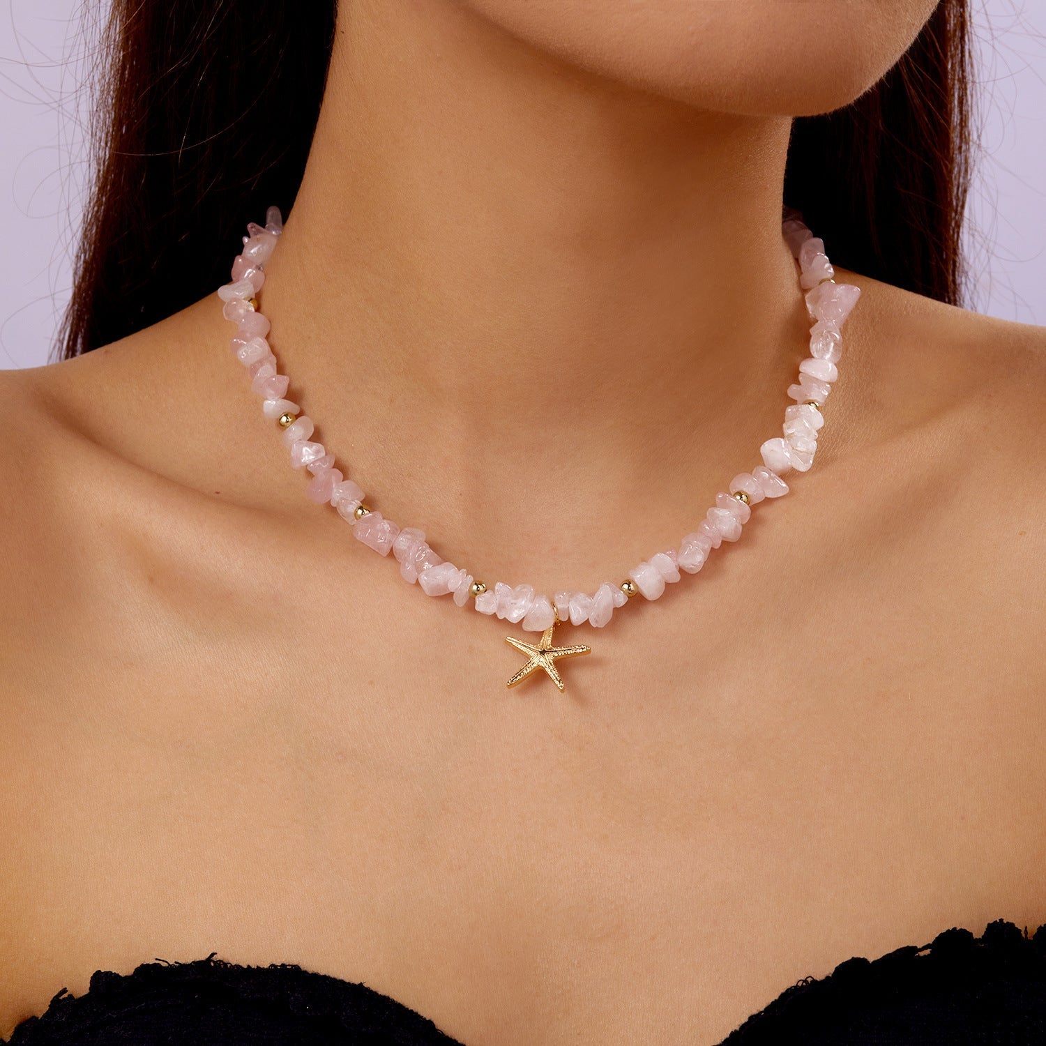 starfish necklace pearl multi-layer stacking necklace