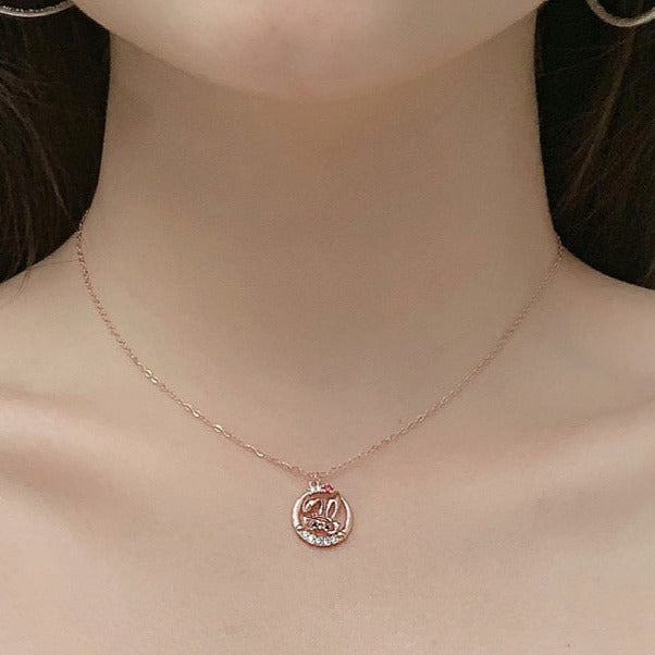 Cute Rabbit Inlaid Zircon Necklace Sterling Silver 925 Personality Clavicle Chain