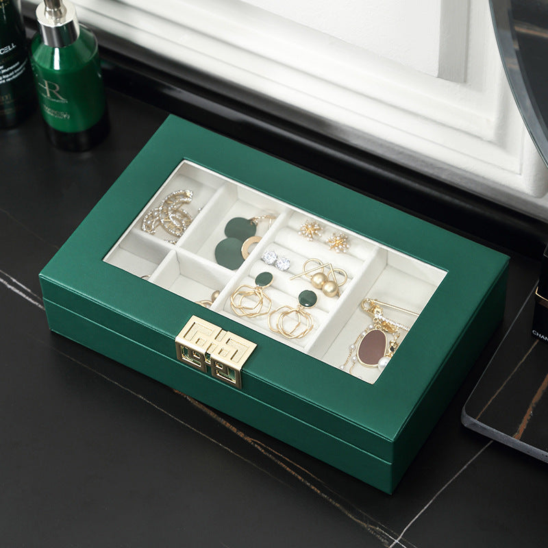Rectangular PU leather window jewelry box