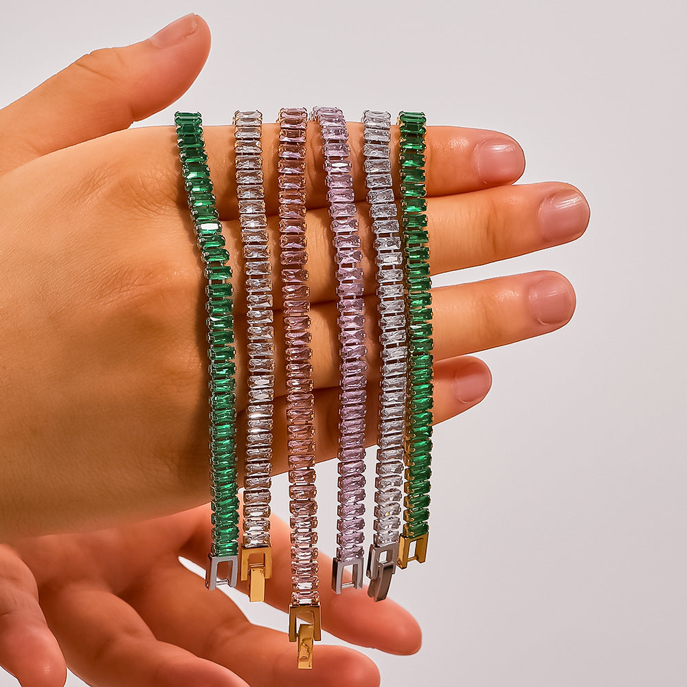 Stainless steel color zircon tennis chain