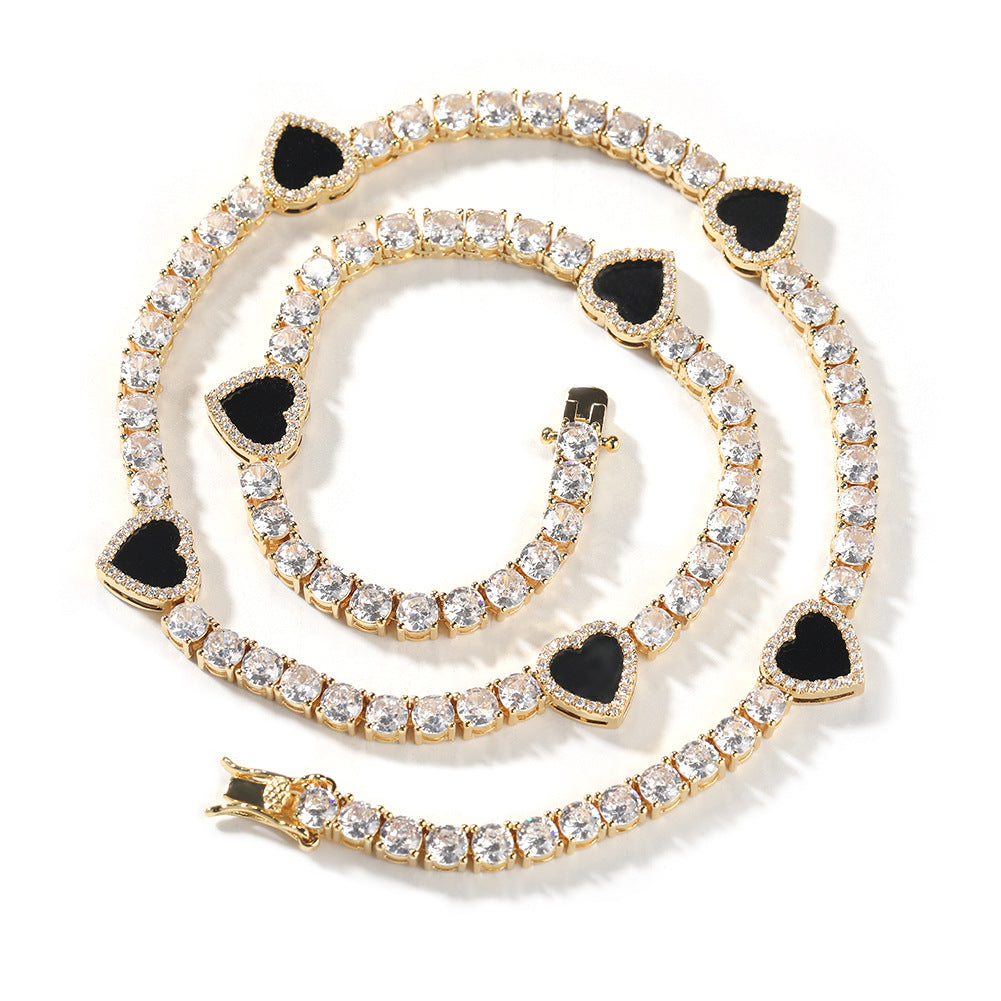 Colorful love tennis chain high-end zircon necklace bracelet