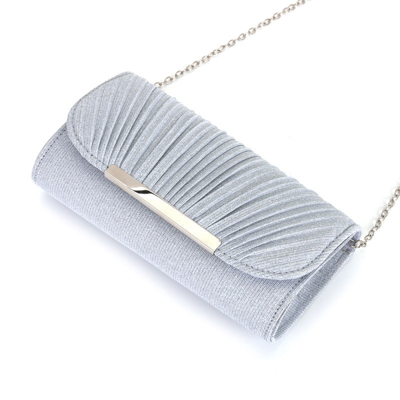 Pleated high sewing round bottom hand-held evening bag