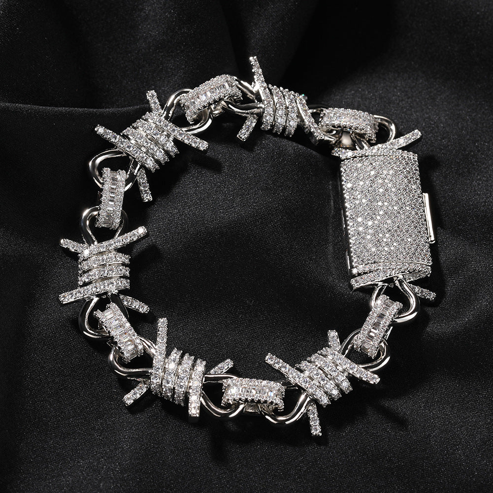 Wire chain diamond thorn necklace bracelet