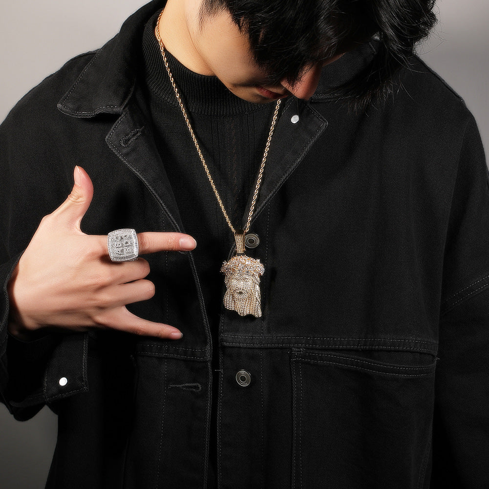 Hip Hop Iced Out CZ Jesus Piece Pendant Necklace