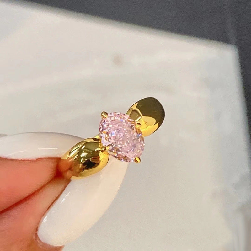 925 silver pink diamond ring