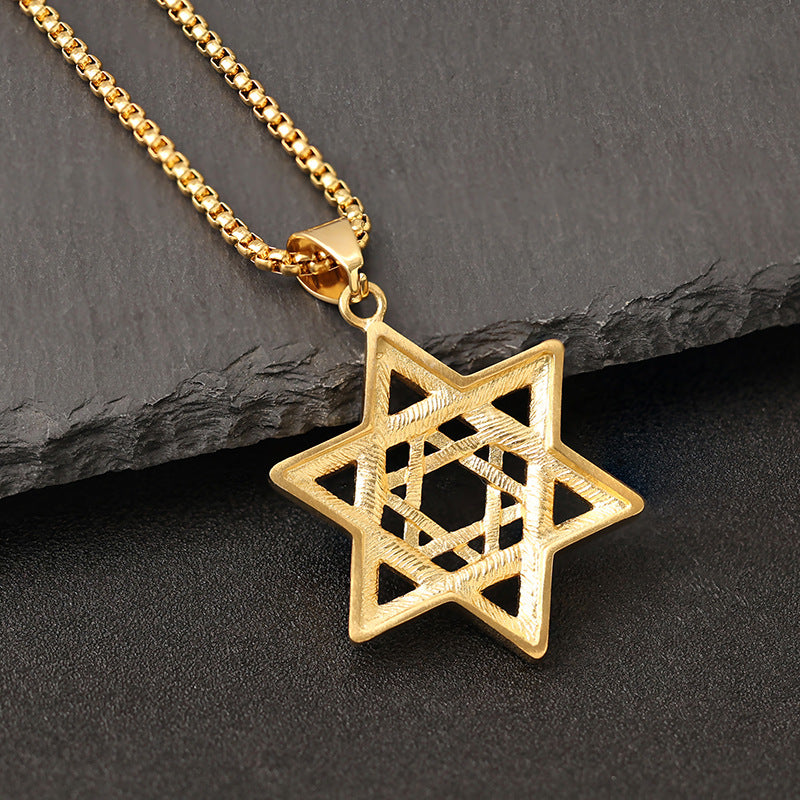 star of david necklace diamond-studded double-layer necklace
