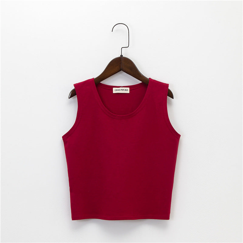Bottoming sleeveless suspender sports midriff-baring vest