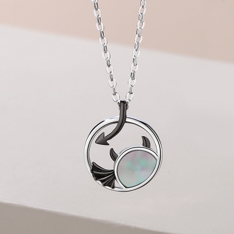 Pair of Devil and Angel matching Necklace Sterling Silver 2022 Cartoon Ring Hollow Couple Necklace Pendant