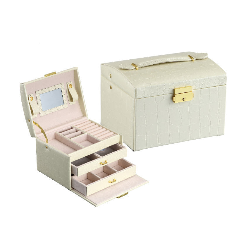 PU leather dustproof large capacity drawer jewelry box