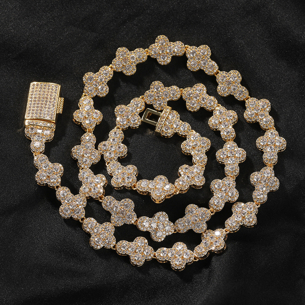 mens gold cross moissanite chain necklace