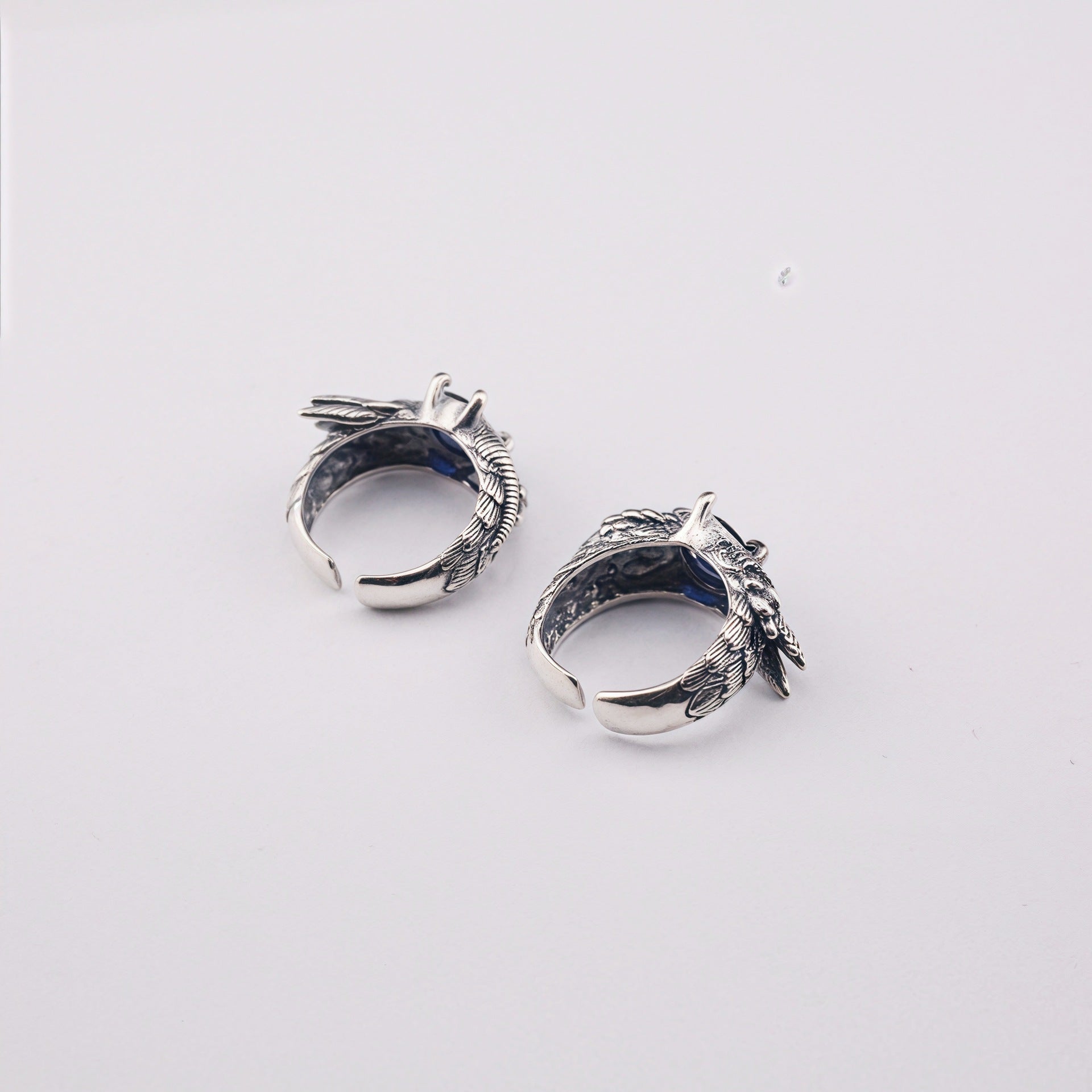 Retro feather sapphire open ring
