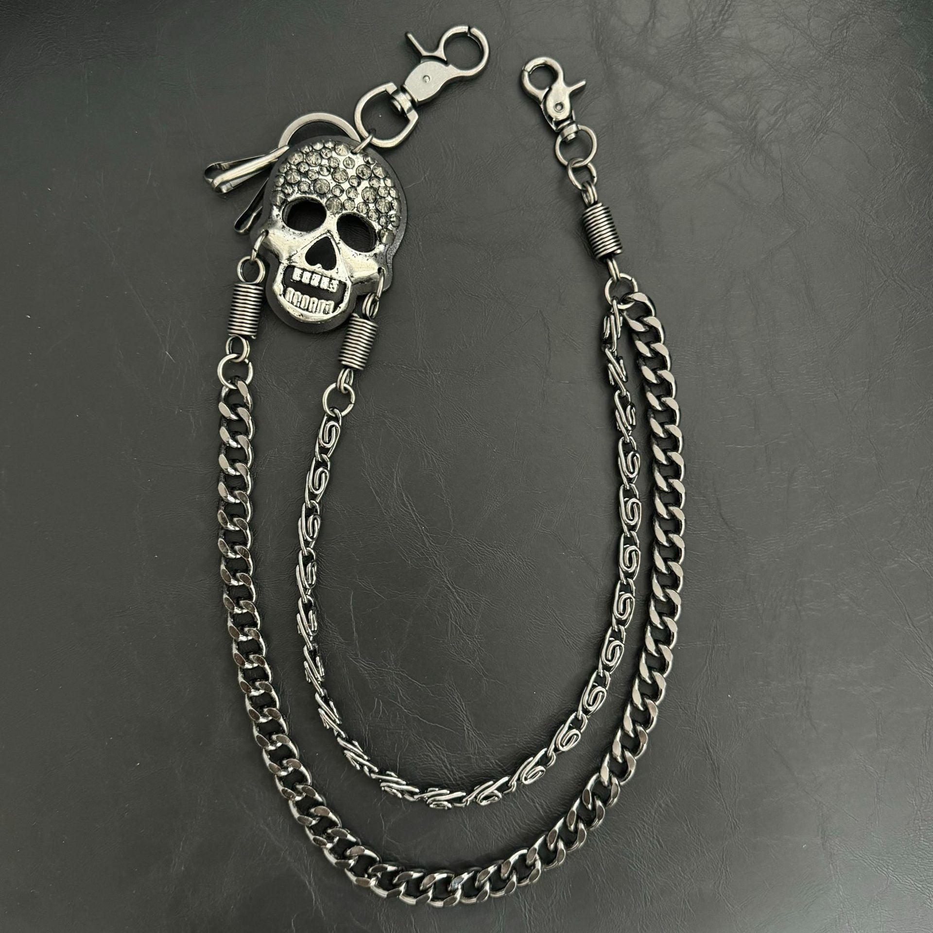 Pirate ghost head punk metal spike double-layer waist chain