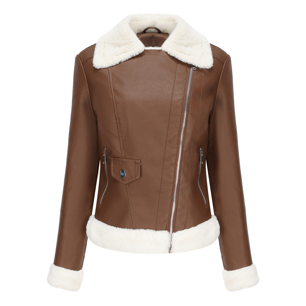 Autumn and winter fleece leather women&