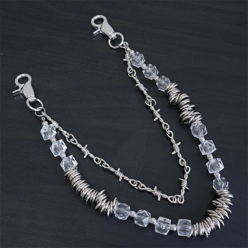 Retro fashion thorn shaped pearl bag chain